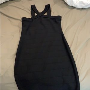 Black cross neck dress